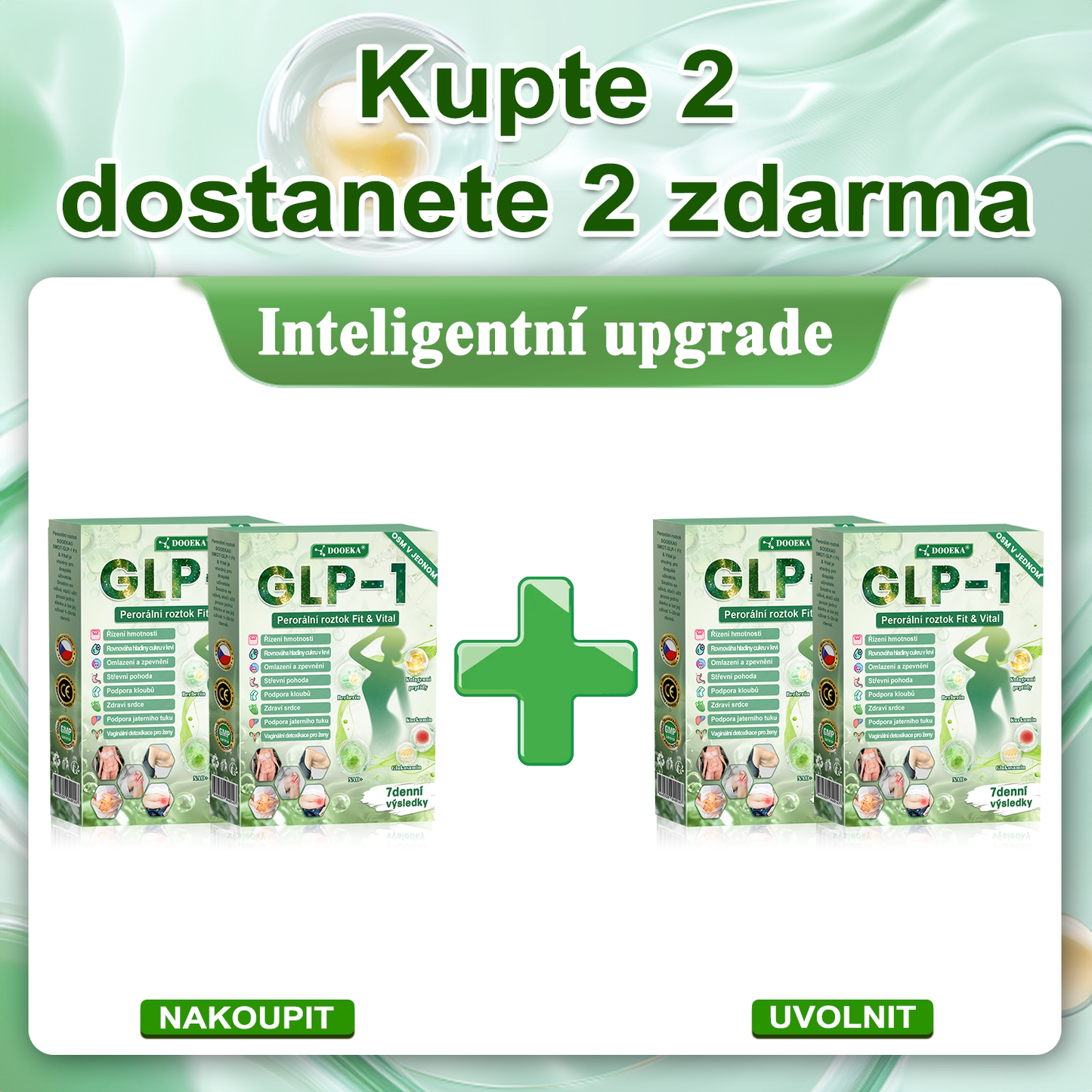 DOOEKA® GLP-1 8 v 1 Fit & Vital perorální roztok – ❖ jednou denně, viditelné změny za 7 dní / při obezitě, kardiovaskulárním zdraví, cukrovce, spánkové apnoi, zdraví střev, kloubních potížích a mnoha dalších stavech